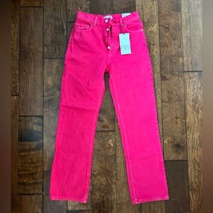 NWT Zara hot pink straight fit jeans